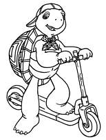 coloriage Franklin fait de la trottinette